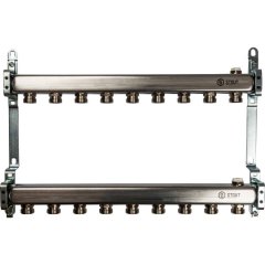 Коллектор из нержавеющей стали для радиаторной разводки STOUT 9 выходов