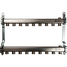 Коллектор из нержавеющей стали для радиаторной разводки STOUT 9 выходов