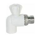 Кран шаровой Политэк 25х1/2 для радиатора угловой для полипропиленовых труб под сварку (цвет белый)