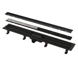 Водоотводящий желоб AlcaPlast с порогами для перфорированной решетки или решетки под кладку плитки, черный, APZ19BLACK-550