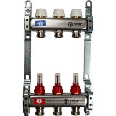 Коллектор из нержавеющей стали с расходомерами STOUT 3 вых.