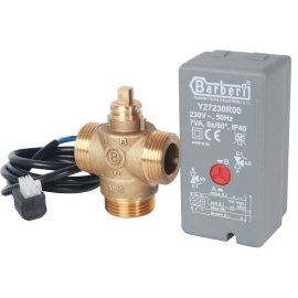 Компактный 3-Ходовой зональный клапан, сервопривод STOUT 230V, с кабелем 1м., НР 1