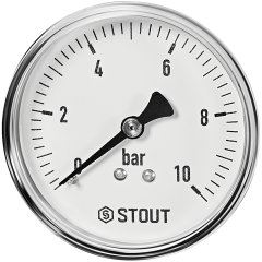 Манометр аксиальный STOUT корпус Dn 63 мм 1/4 , 0...10 бар, кл.2.5