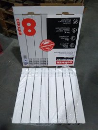 Уцененный товар (сколы, трещина в верхней части крайней секции): Радиатор биметаллический ROMMER Optima BM 500 8 секций боковое подключение (RAL9016), RBM-0210-050008