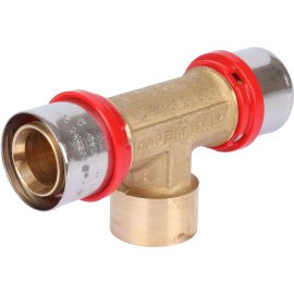 Тройник TIEMME с внутренней резьбой 32х3/4x32 для металлопластиковых труб прессовой, 1650125