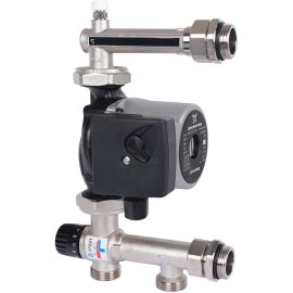 Насосно-смесительный узел STOUT SDG-0120 с термостатическим клапаном 20-43°C жидкокристаллическим термометром, с насосом UPSO 25-65, 130 mm, SDG-0120-005001