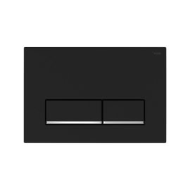Панель смыва РЕХАУ NOVA LONG 002 с прямоугольными клавишами, пластик, черный, матовый, нижняя полоса клавиш хром, глянцевый, 19102541001