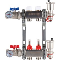 Коллектор из нержавеющей стали в сборе с расходомерами ROMMER 2 выхода, RMS-1210-000002