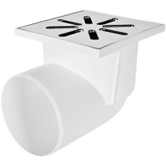 Трап нерегулируемый, боковой Sinikon металлическая решетка 150*150 (Белый) D 110