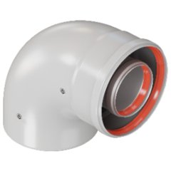 Отвод 90° традиционный коаксиальный ROMMER D60(п-м)/100(п-м), RCA-6010-000090