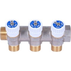 Коллектор распределительный STOUT 3/4, 3 отвода 1/2  плоское уплотнение SMB 6852 341203