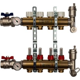 Распределительный коллектор из латуни с расходомерами STOUT 4 выхода, SMB 0473 000004