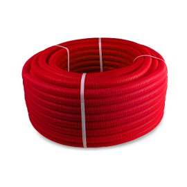 Труба гофрированная ПНД 34 (вн.30),  50 м,красный, РТП