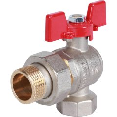 Кран шаровой ROMMER угловой с американкой 3/4 ВН/НР, ручка бабочка