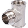 Тройник STOUT ВНВ никелированный 1 x1 x1, SFT-0065-000111