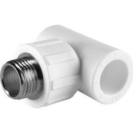 Тройник Политэк 20x1/2 с наружной резьбой для полипропиленовых труб под сварку (цвет белый), 9510002012