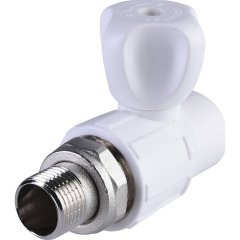 Кран шаровой для радиатора Политэк 20х1/2 прямой для полипропиленовых труб под сварку (цвет белый)