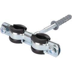 Комплект двойной хомут для труб STOUT хомут+шпилька шуруп +дюбель пластиковый 3/8 (15-19)