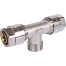 Тройник с наружной резьбой Prandelli Multyrama (20х2.0х3/4) для металлопластиковых труб винтовой, 103.07.62.0