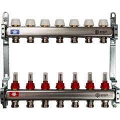 Коллектор из нержавеющей стали с расходомерами STOUT 7 выходов