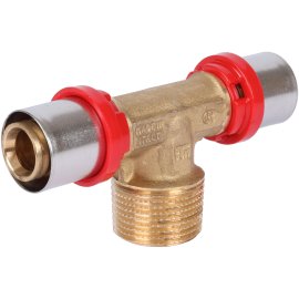 Тройник TIEMME с наружной резьбой 20x3/4x20 для металлопластиковых труб прессовой, 1650131