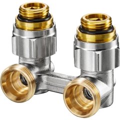 Запорно-присоединительный (ZB) узел Oventrop Multiflex F угловой, для двухтрубных систем с ВР, 1015884