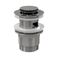 Донный клапан сифона для умывальника AlcaPlast CLICK/CLACK 5/4 , цельнометаллический с переливом и малой заглушкой, A39