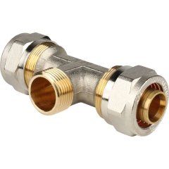 *SFS-0011-003426 STOUT Тройник-переходник с наружной резьбой 3/4 х26 для металлопластиковых труб винтовой, SFS-0011-003426