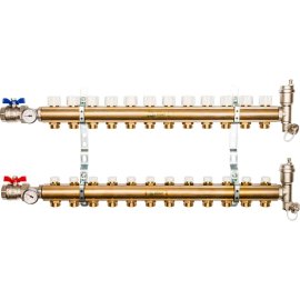 Распределительный коллектор из латуни без расходомеров STOUT 12 выходов, SMB 0468 000012