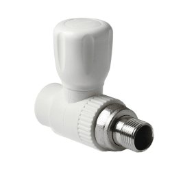 Шаровой кран Pro Aqua d=20-1/2 PP-R для радиатора прямой Белый