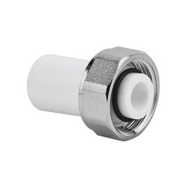 Штуцер с накидной гайкой  евроконус PPR 20х 3/4,  белый, RTP