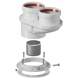 Адаптер традиционный ROMMER переход на двухтрубную систему D80/80 (Ferroli,Bosch,Navien S/C/E,Baxi ECONova/Classic и др) фланец и втулка D60 L-50, RCA-8080-240002