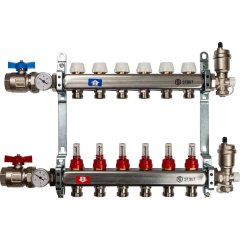 Коллектор из нержавеющей стали в сборе с расходомерами STOUT 6 выходов