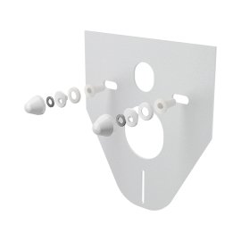 Звукоизоляционная плита AlcaPlast для подвесного унитаза и для биде с принадлежностями и колпачками (белыми), M910