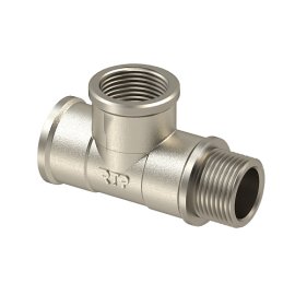 Тройник, латунь, внутренняя/внутренняя/наружная резьба  3/4, еврослот, никель, RTP