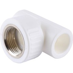 Тройник Kalde с внутренней резьбой 20х3/4 для полипропиленовых труб под сварку (цвет белый)