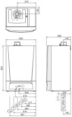 Газовый настенный котел DeDietrich EVODENS AMC 25/39 BIC 38,5 кВт с буферным баком для ГВС 40 л с автоматикой DIEMATIC Evolution, с монтажной рамой, без дымохода