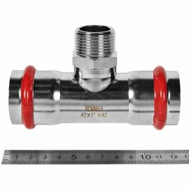 Тройник-Переходник ROMMER ВПр-НР, 42х1, из нержавеющей стали прессовой, RSS-1016-000421