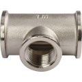 Тройник TIEMME ВВ никелированный 3/4х1/2х3/4 для стальных труб резьбовой, 1500151