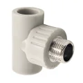 Тройник комбинированный PPR наружная резьба 20х 1/2,  серый, РТП