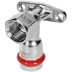 Угольник ROMMER настенный с креплением-ВР, 22х1/2, из нержавеющей стали прессовой