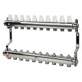 Коллекторная группа с ручными регулирующими клапанами и кронштейном (евроконус 3/4) нержавеющая сталь SUS 304 1х10 выходов, RTP