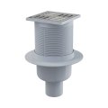 Сливной трап AlcaPlast 105x105/50 мм прямой сток, решетка из нержавеющей стали, гидрозатвор мокрый, APV2