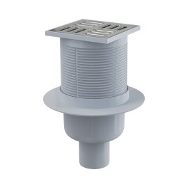 Сливной трап AlcaPlast 105x105/50 мм прямой сток, решетка из нержавеющей стали, гидрозатвор мокрый, APV2