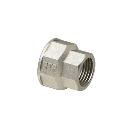 Муфта переходная, латунь, внутренняя резьба 2х1_1/2, еврослот, никель, РТП