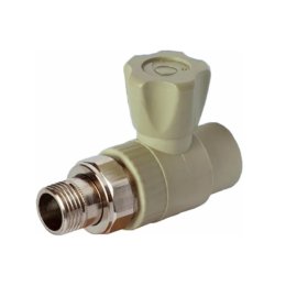 Кран шаровой Политэк 25х1/2 для радиатора прямой для полипропиленовых труб под сварку (цвет белый), 9999012512