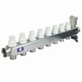 Коллекторная группа с регулирующими клапанами, расходомерами, воздухоотводчиками, обратными и дренажными клапанами, кронштейном (евроконус 3/4) нержавеющая сталь SUS 304 1х 8 выходов, RTP