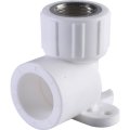 Угольник Политэк 25х1/2 с внутренней резьбой с креплением для полипропиленовых труб под сварку (цвет белый)