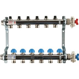 Распределительный коллектор РЕХАУ RAUTHERM S HKV на 6 контуров нерж .сталь (без шаровых кранов), 12180611001