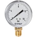Манометр радиальный STOUT корпус Dn 80 мм 1/2 , 0...16 бар, кл.2.5